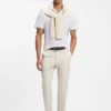 Johnny-collar polo shirt in cotton and linen