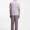 Johnny-collar polo shirt in cotton and linen