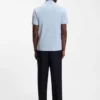 Johnny-collar polo shirt in cotton and linen