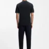 Johnny-collar polo shirt in cotton and linen