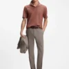 Johnny-collar polo shirt in cotton, linen and silk