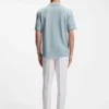 Johnny-collar polo shirt in cotton, linen and silk