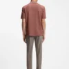 Johnny-collar polo shirt in cotton, linen and silk