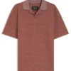Johnny-collar polo shirt in cotton, linen and silk