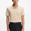 Johnny-collar polo shirt in Italian stretch cotton