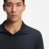 Johnny-collar polo shirt in Italian stretch cotton