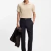 Johnny-collar polo shirt in Italian stretch cotton