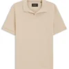 Johnny-collar polo shirt in Italian stretch cotton