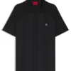 Johnny-collar polo shirt with broderie stripes