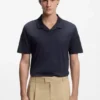 Johnny-collar slim-fit polo shirt in stretch cotton