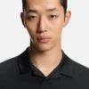 Johnny-collar slim-fit polo shirt in stretch cotton