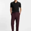 Johnny-collar slim-fit polo shirt in stretch cotton