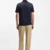 Johnny-collar slim-fit polo shirt in stretch cotton