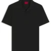 Johnny-collar slim-fit polo shirt in stretch cotton