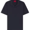 Johnny-collar slim-fit polo shirt in stretch cotton