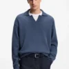 Johnny-collar sweater in virgin wool