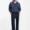 Johnny-collar sweater in virgin wool