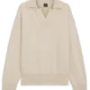 Johnny-collar sweater in virgin wool