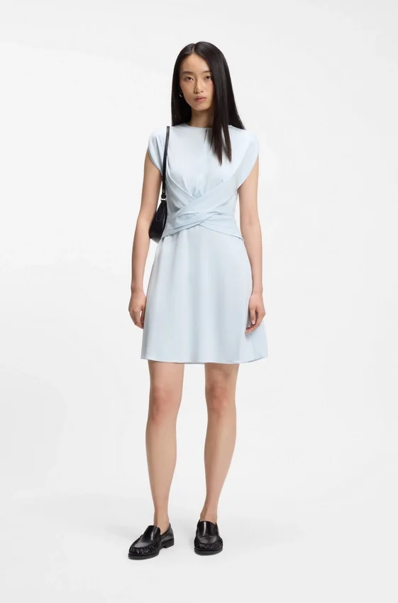 Keyhole-neckline dress with wrap detail Keyhole-neckline dress with wrap detail