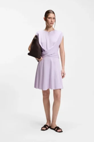 Keyhole-neckline dress with wrap detail