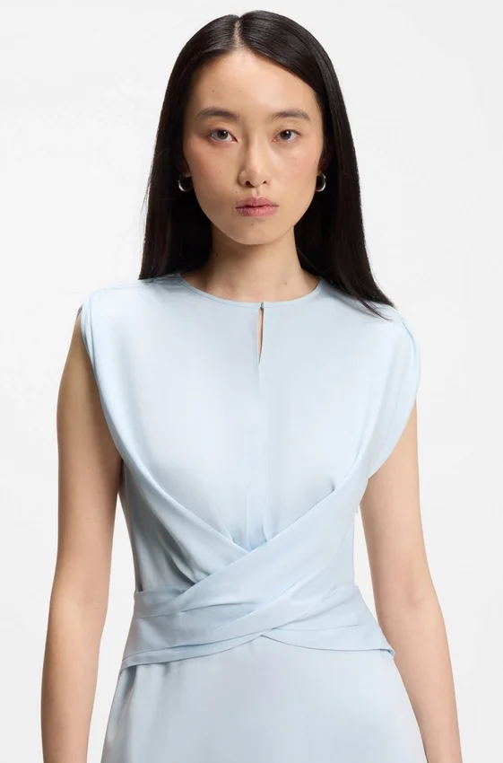 Keyhole-neckline dress with wrap detail Keyhole-neckline dress with wrap detail