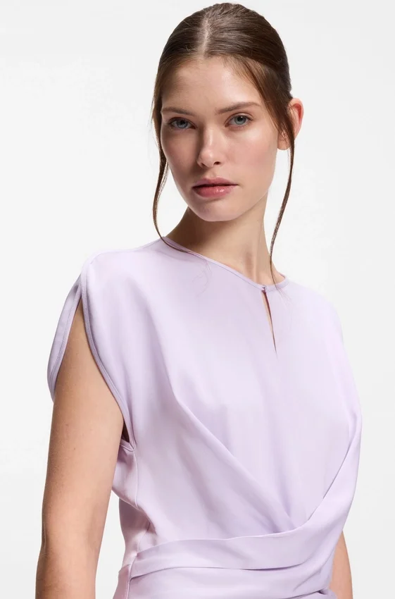 Keyhole-neckline dress with wrap detail Keyhole-neckline dress with wrap detail