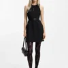 Keyhole-neckline mini dress in stretch twill Keyhole-neckline mini dress in stretch twill