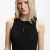 Keyhole-neckline mini dress in stretch twill Keyhole-neckline mini dress in stretch twill