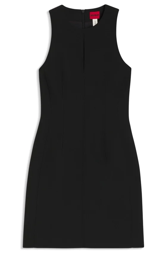 Keyhole-neckline mini dress in stretch twill Keyhole-neckline mini dress in stretch twill