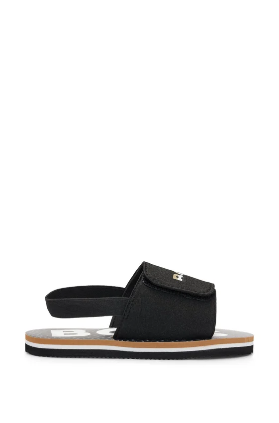 Kids’ backstrap slides with branded riptape upper Kids’ backstrap slides with branded riptape upper