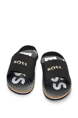 Kids’ backstrap slides with branded riptape upper