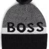 Kids’ beanie hat with pompom and jacquard-woven logo Kids’ beanie hat with pompom and jacquard-woven logo