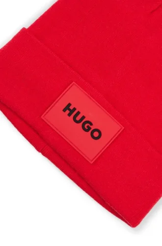 Kids’ beanie hat with red rubber logo label Kids’ beanie hat with red rubber logo label