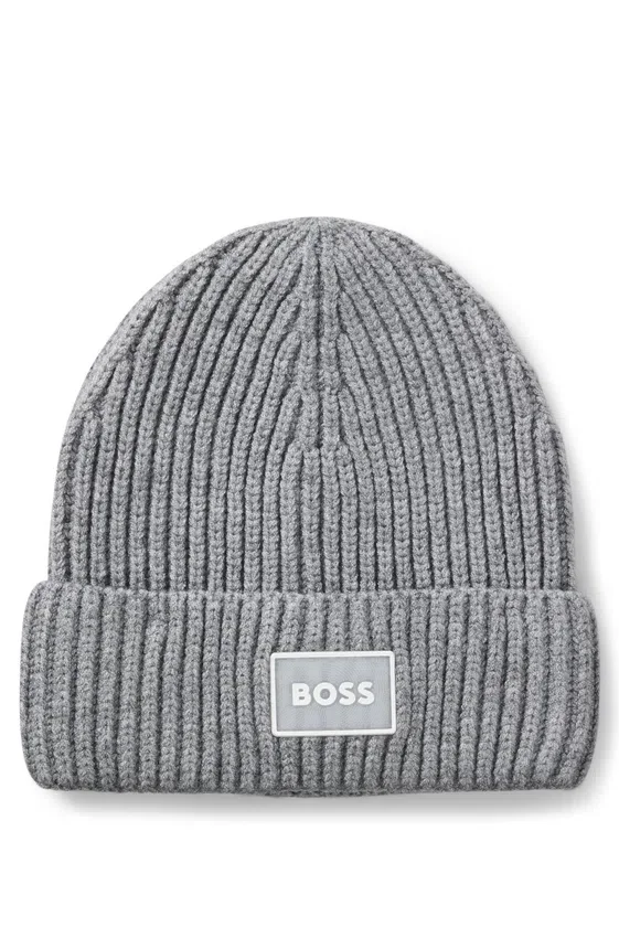 Kids’ beanie hat with rubber logo badge Kids’ beanie hat with rubber logo badge