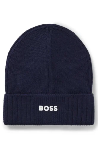 Kids’ beanie hat with rubber-print logo