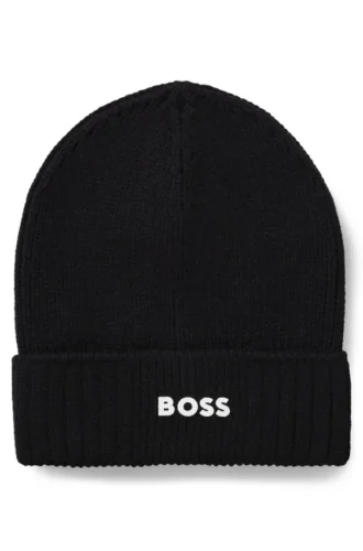 Kids’ beanie hat with rubber-print logo