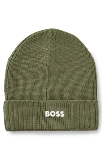 Kids’ beanie hat with rubber-print logo