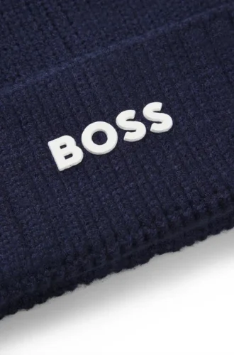 Kids’ beanie hat with rubber-print logo