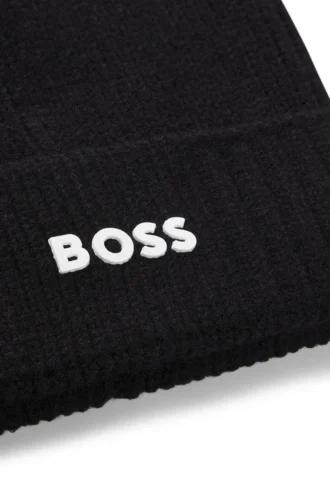 Kids’ beanie hat with rubber-print logo