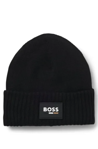 Kids’ beanie hat with silicone logo label