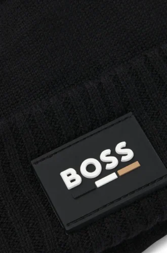 Kids’ beanie hat with silicone logo label