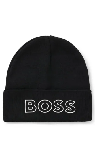 Kids’ beanie hat with silicone-print logo