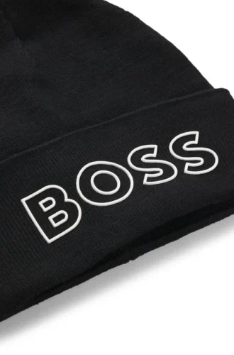 Kids’ beanie hat with silicone-print logo