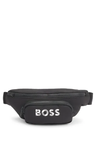 Kids’ belt bag in grained fabric and canvas