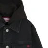 Kids’ black denim jacket with fleece hood Kids’ black denim jacket with fleece hood