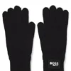 Kids’ black gloves with logo detail Kids’ black gloves with logo detail