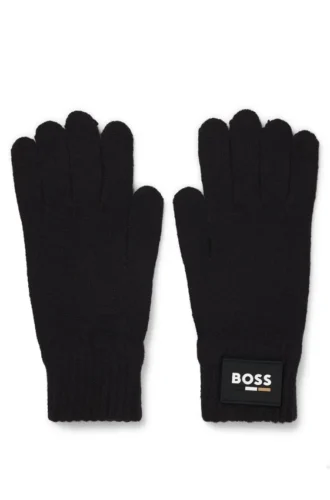 Kids’ black gloves with logo detail