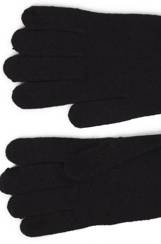 Kids’ black gloves with logo detail Kids’ black gloves with logo detail