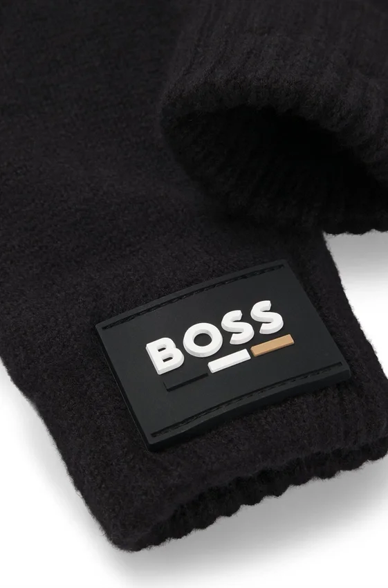 Kids’ black gloves with logo detail Kids’ black gloves with logo detail