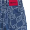 Kids’ blue jeans with stacked-logo jacquard